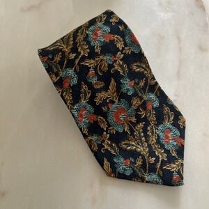 Burberrys London Tie 100% Pure‎ Silk Hand Sewn Blue Floral EUC